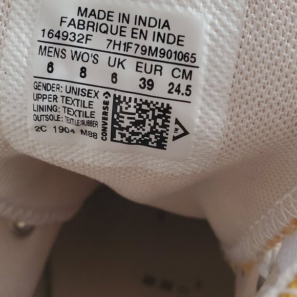 Converse Chuck Taylor high tops yellow women 8 men 6 with embroidery - Picture 2 of 9